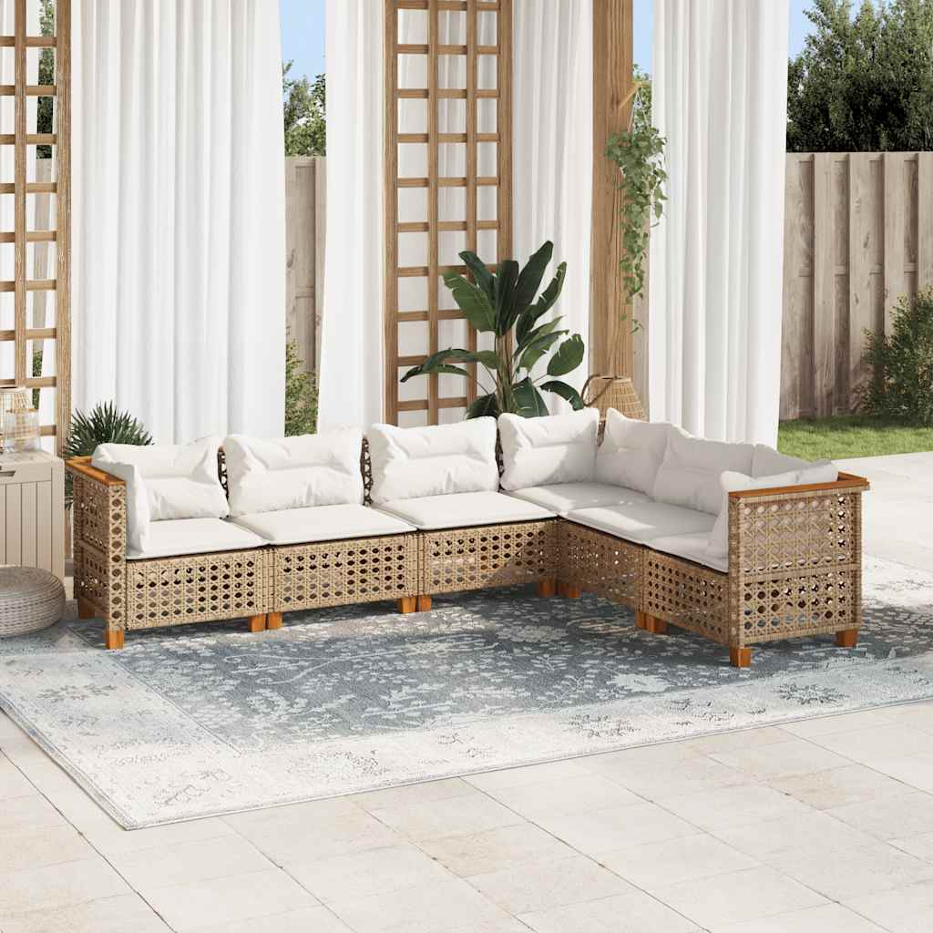 7-Tlg. Garten-Sofagarnitur Mit Kissen Poly Rattan