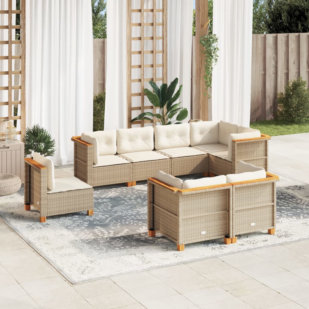 8-Tlg. Garten-Sofagarnitur Mit Kissen Poly Rattan