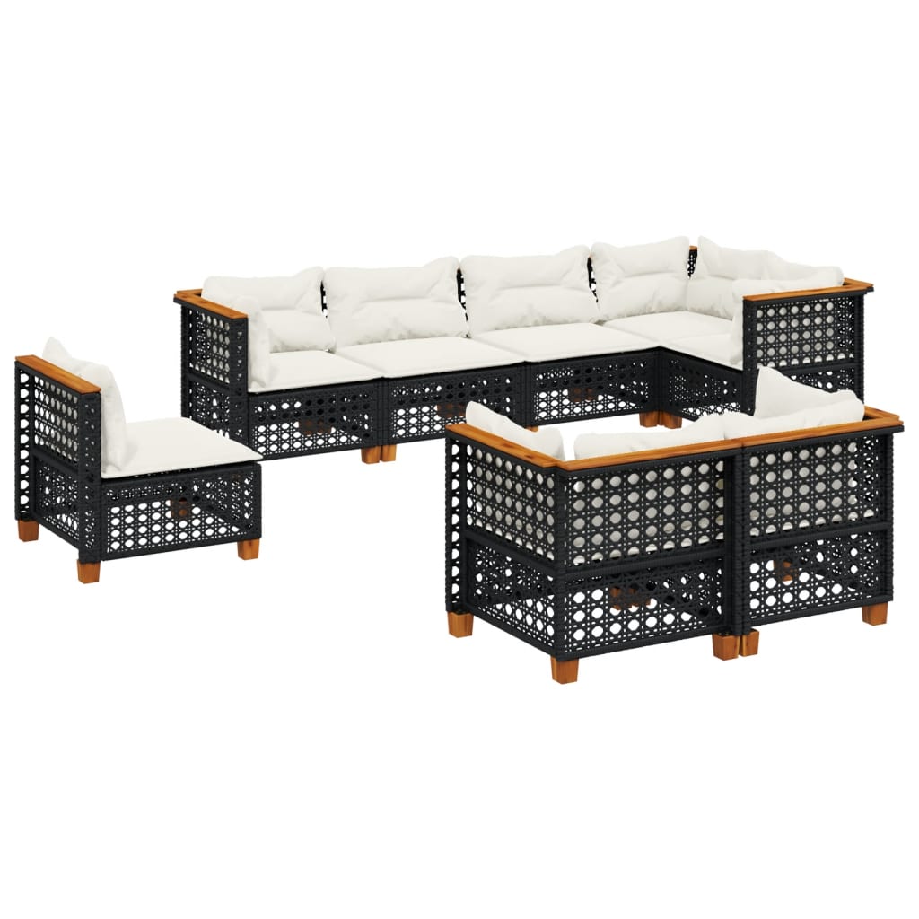 8-Tlg. Garten-Sofagarnitur Mit Kissen Poly Rattan