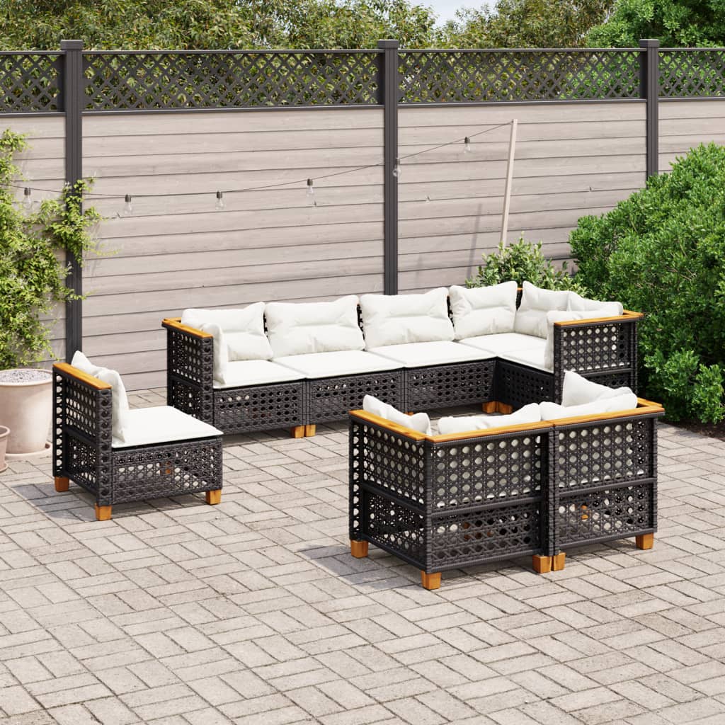 8-Tlg. Garten-Sofagarnitur Mit Kissen Poly Rattan