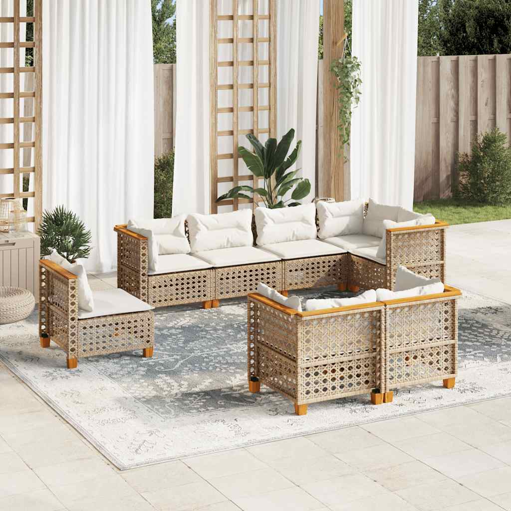 8-Tlg. Garten-Sofagarnitur Mit Kissen Poly Rattan