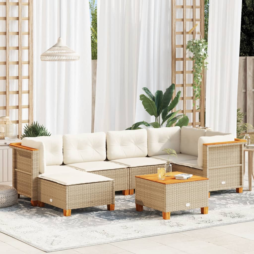 7-Tlg. Garten-Sofagarnitur Mit Kissen Poly Rattan