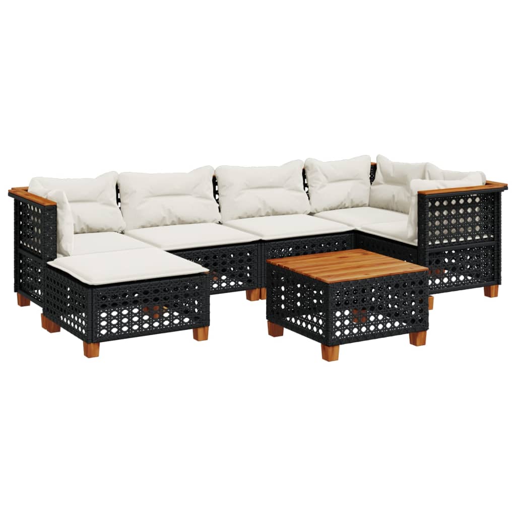 7-Tlg. Garten-Sofagarnitur Mit Kissen Poly Rattan