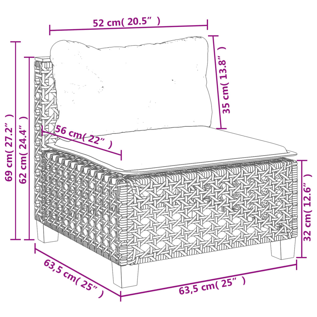 7-Tlg. Garten-Sofagarnitur Mit Kissen Poly Rattan
