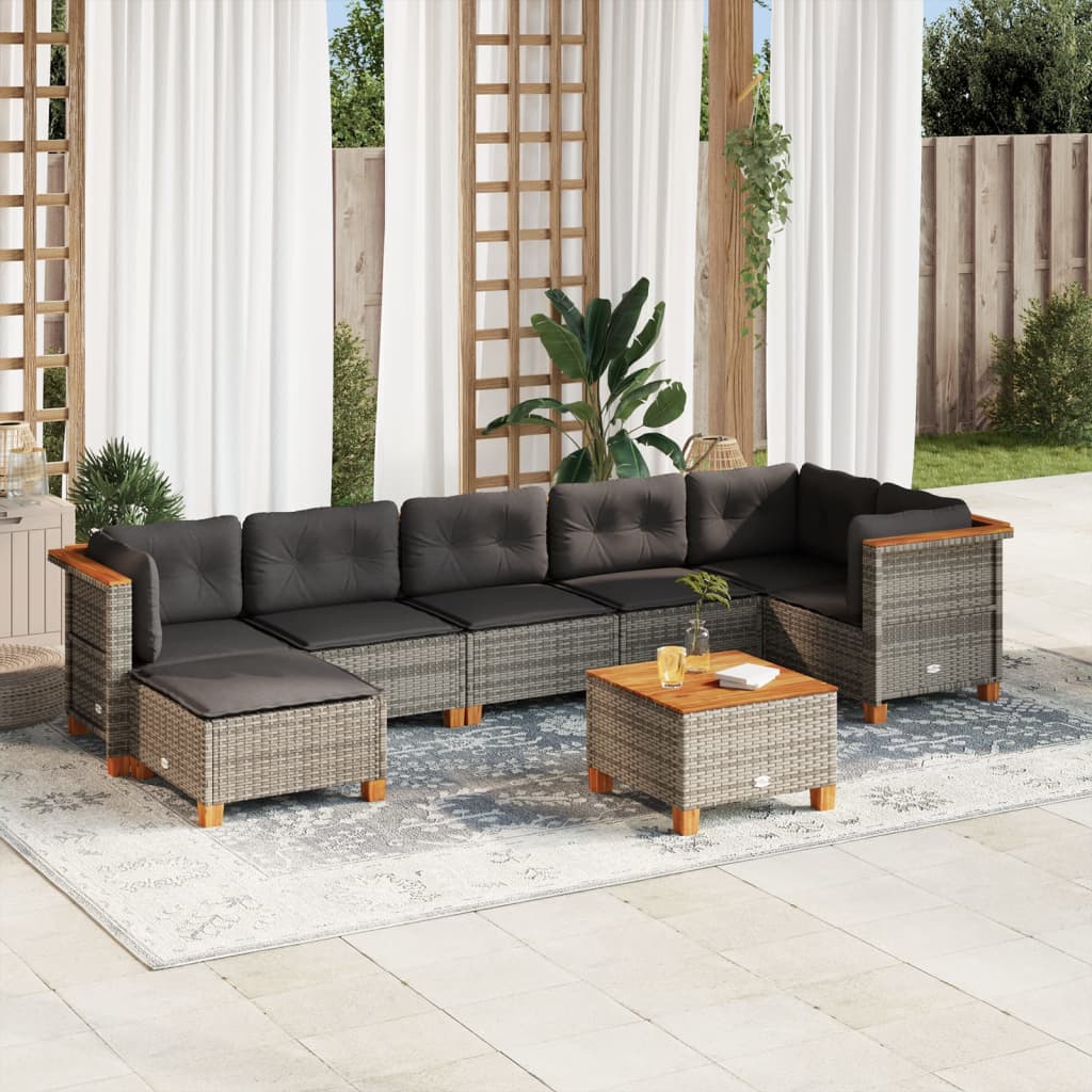 8-Tlg. Garten-Sofagarnitur Mit Kissen Poly Rattan