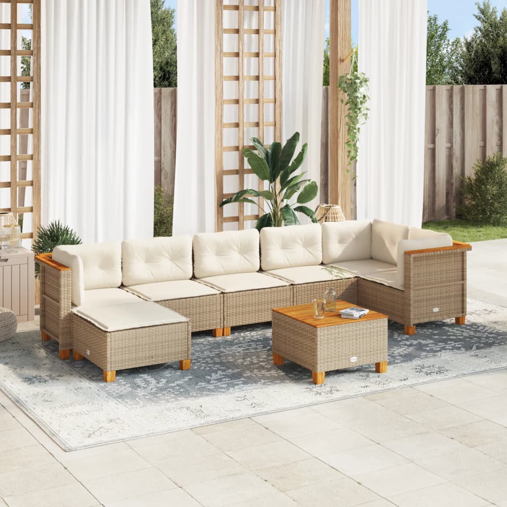 8-Tlg. Garten-Sofagarnitur Mit Kissen Poly Rattan