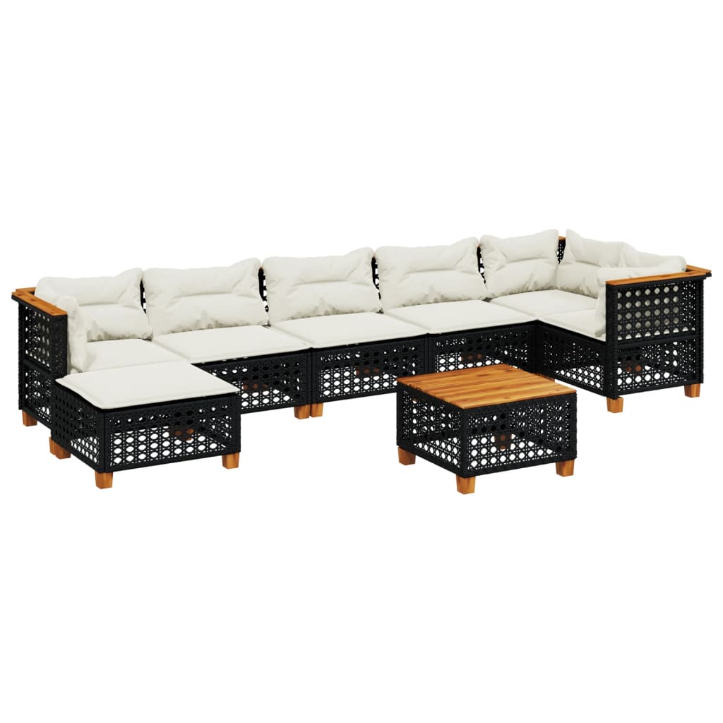 8-Tlg. Garten-Sofagarnitur Mit Kissen Poly Rattan