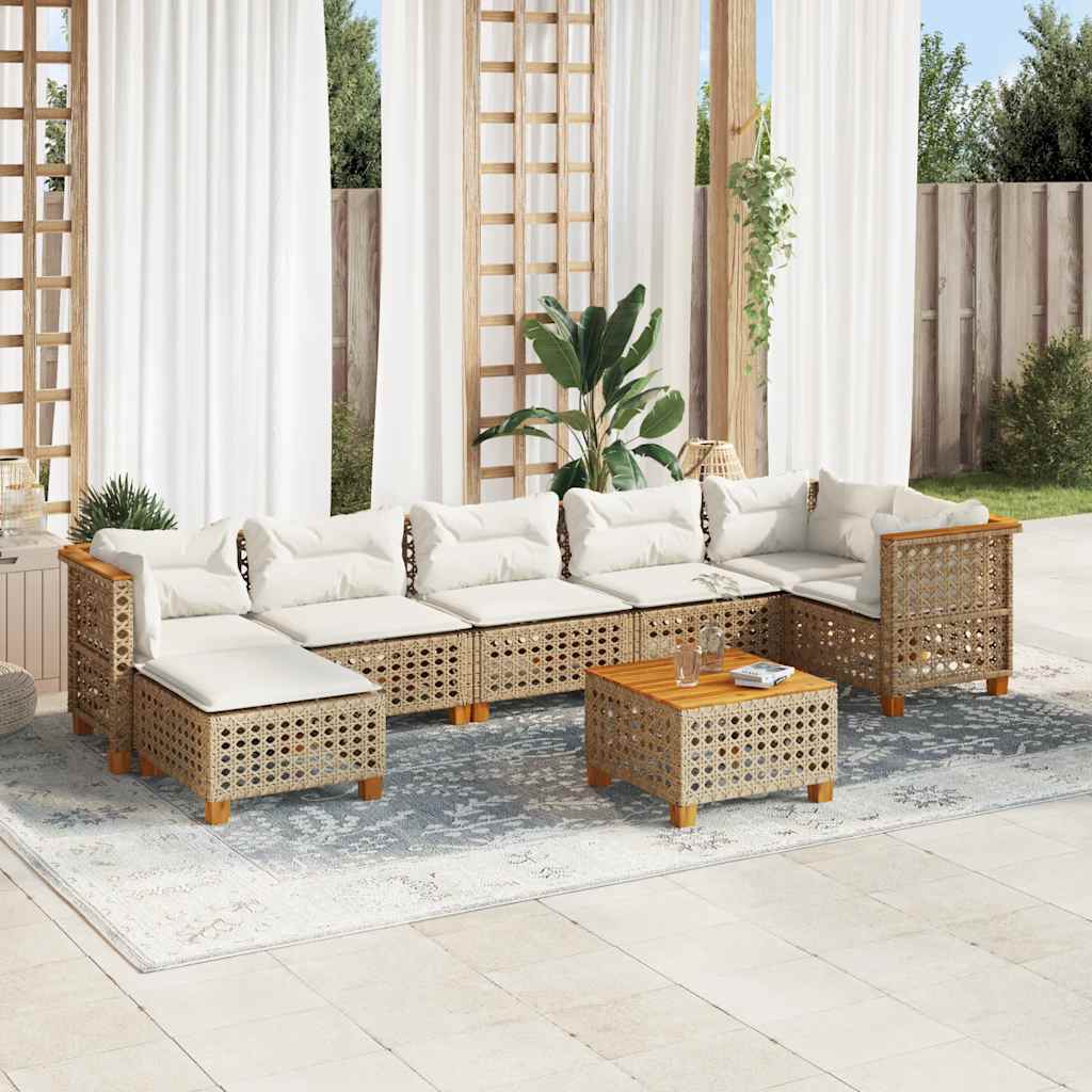 8-Tlg. Garten-Sofagarnitur Mit Kissen Poly Rattan