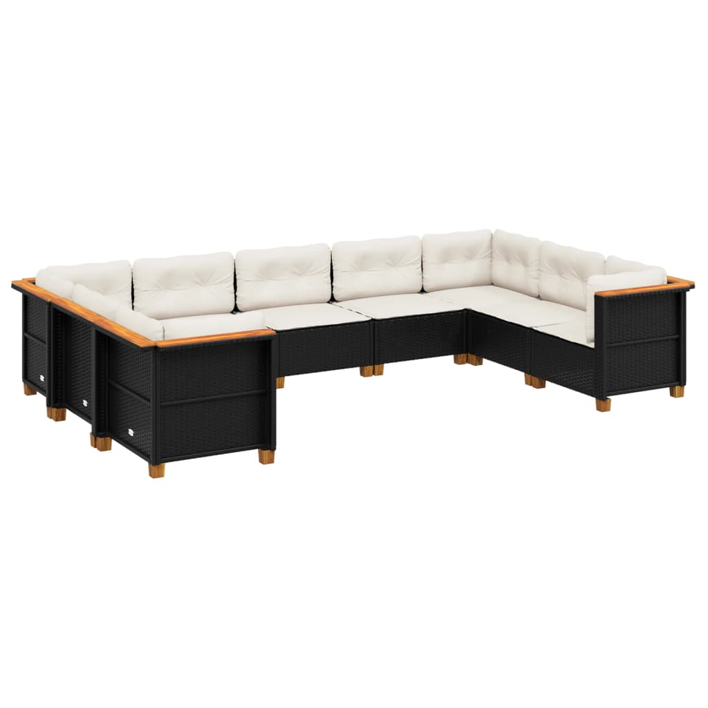 9-Tlg. Garten-Sofagarnitur Mit Kissen Poly Rattan