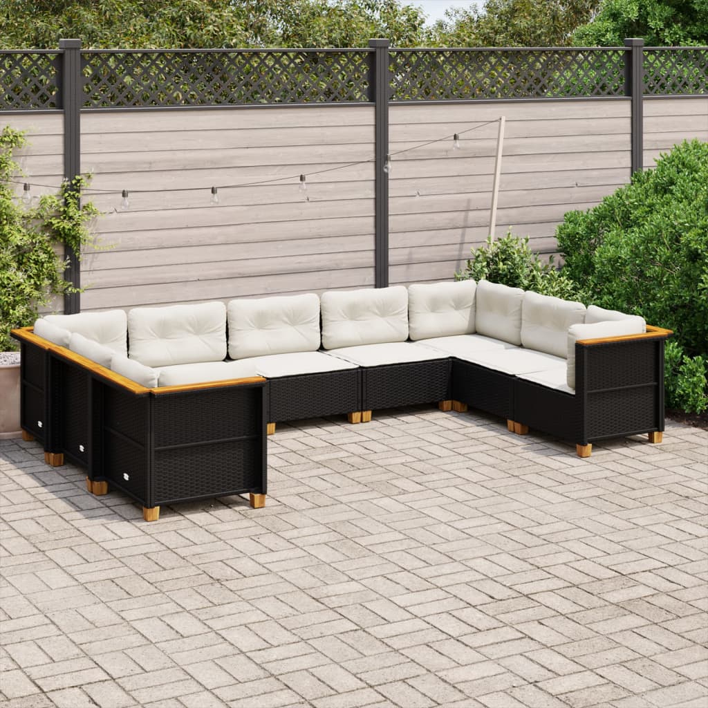 9-Tlg. Garten-Sofagarnitur Mit Kissen Poly Rattan