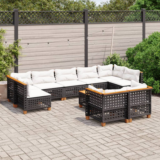 10-Tlg. Garten-Sofagarnitur Mit Kissen Poly Rattan