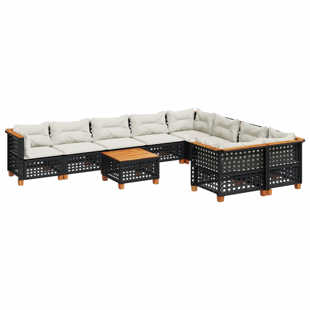 10-Tlg. Garten-Sofagarnitur Mit Kissen Poly Rattan