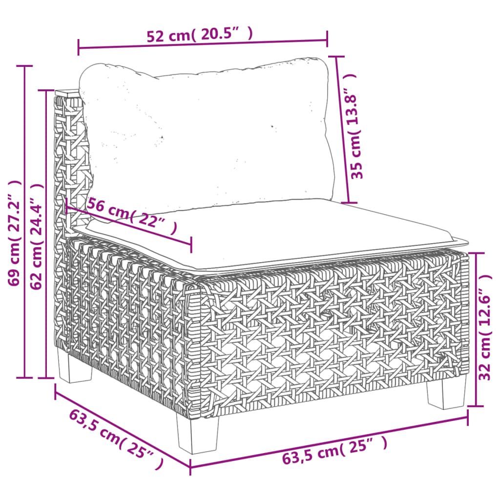 10-Tlg. Garten-Sofagarnitur Mit Kissen Poly Rattan
