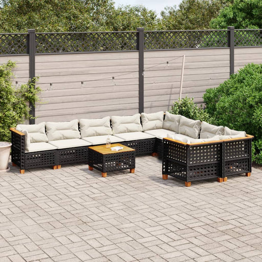 10-Tlg. Garten-Sofagarnitur Mit Kissen Poly Rattan