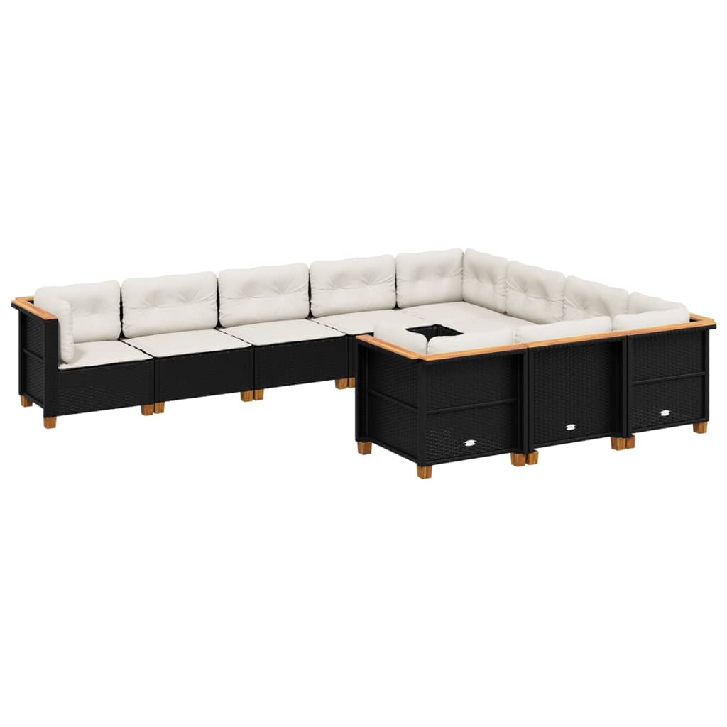 10-Tlg. Garten-Sofagarnitur Mit Kissen Poly Rattan