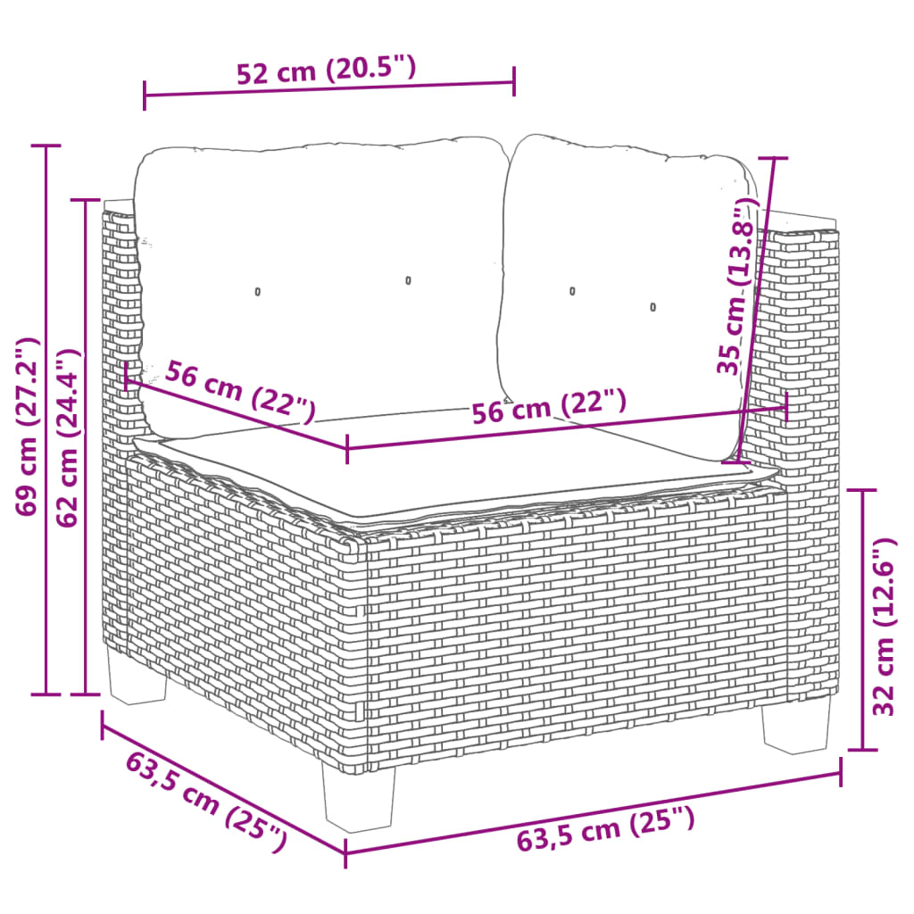 10-Tlg. Garten-Sofagarnitur Mit Kissen Poly Rattan