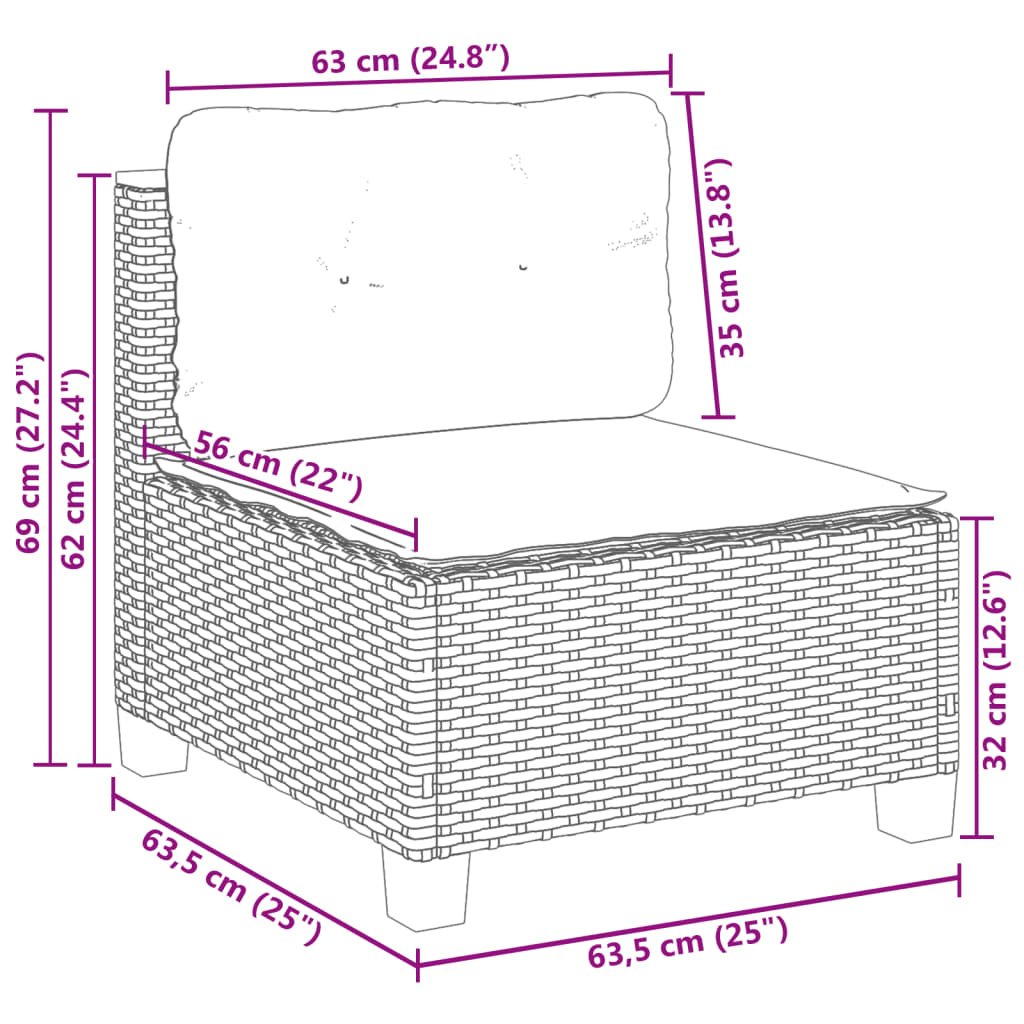 10-Tlg. Garten-Sofagarnitur Mit Kissen Poly Rattan