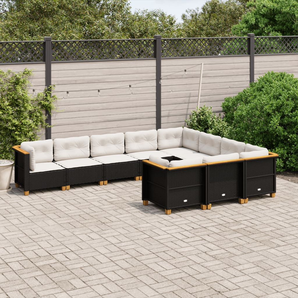 10-Tlg. Garten-Sofagarnitur Mit Kissen Poly Rattan