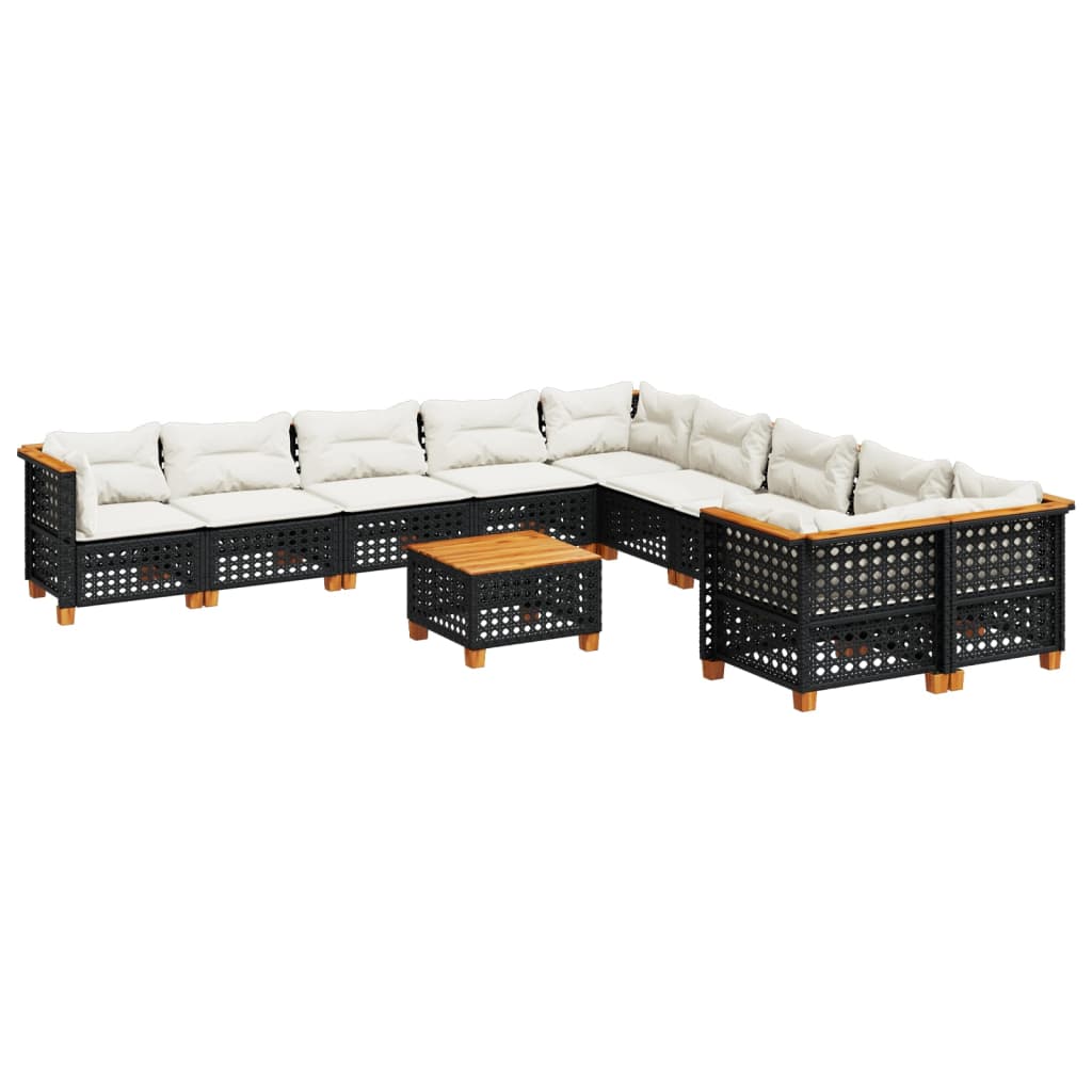 11-Tlg. Garten-Sofagarnitur Mit Kissen Poly Rattan