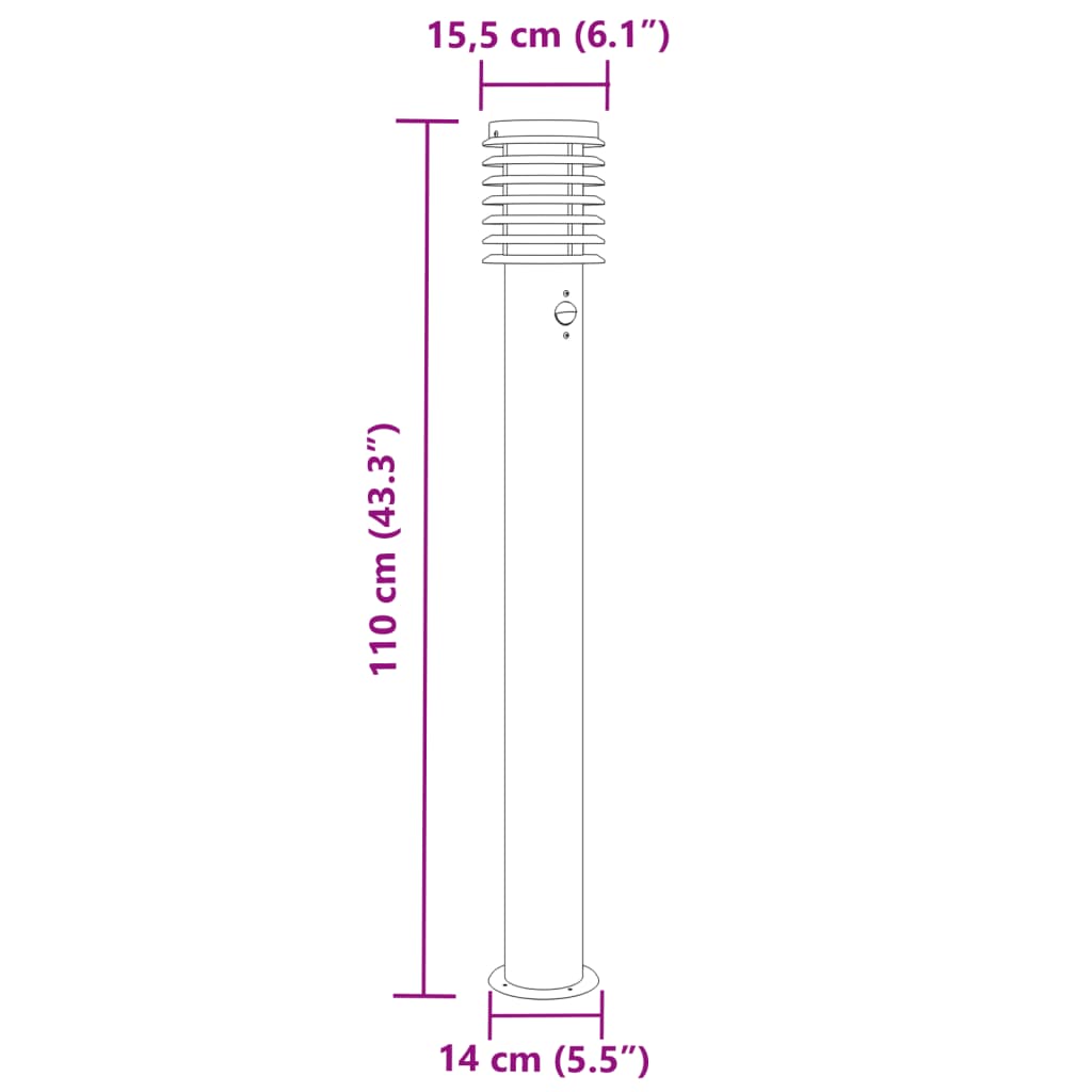 Wegeleuchte Mit Bewegungsmelder N 110 Cm Edelstahl Silber