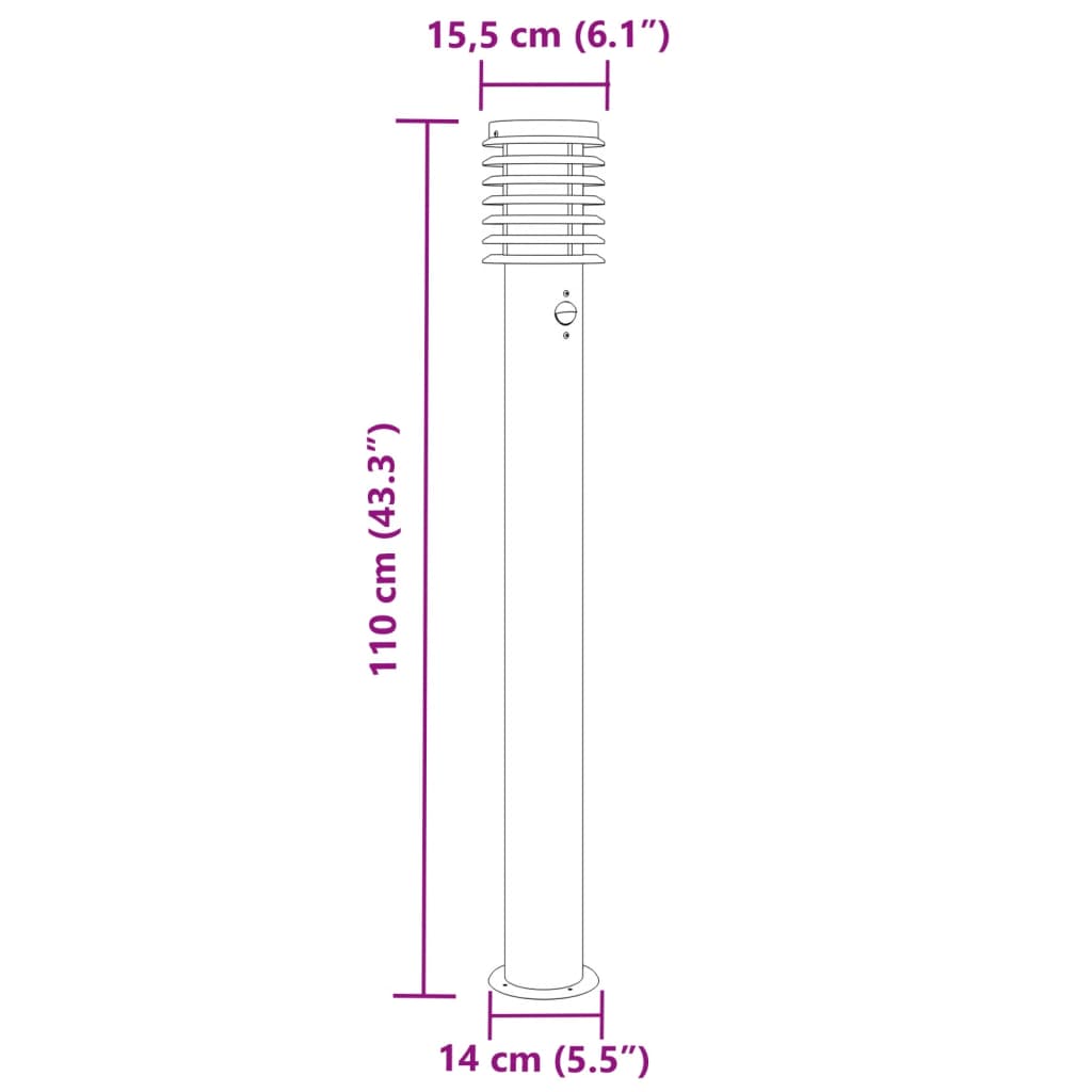 Wegeleuchten Mit Bewegungsmelder 3 Stk. 110Cm Edelstahl Schwarz