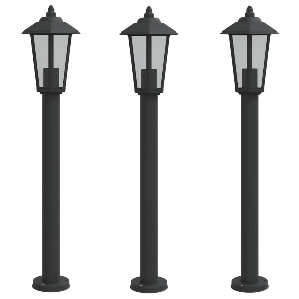 Wegeleuchten 3 Stk. Edelstahl Schwarz
