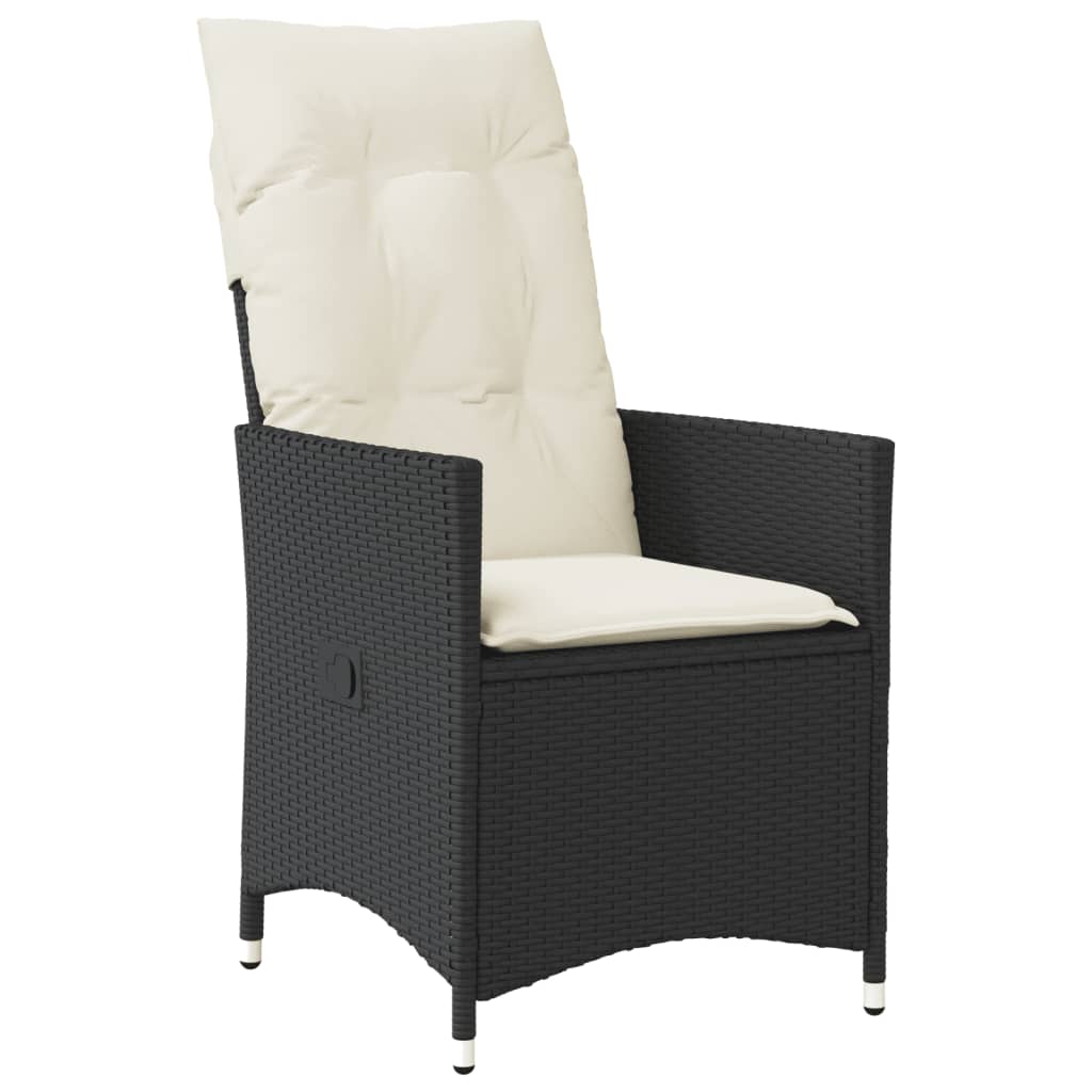 5-Tlg. Garten-Essgruppe Mit Kissen Schwarz Poly Rattan