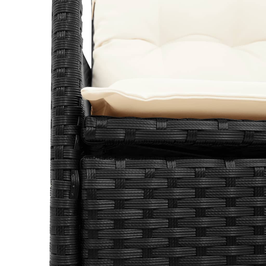 5-Tlg. Garten-Essgruppe Mit Kissen Schwarz Poly Rattan