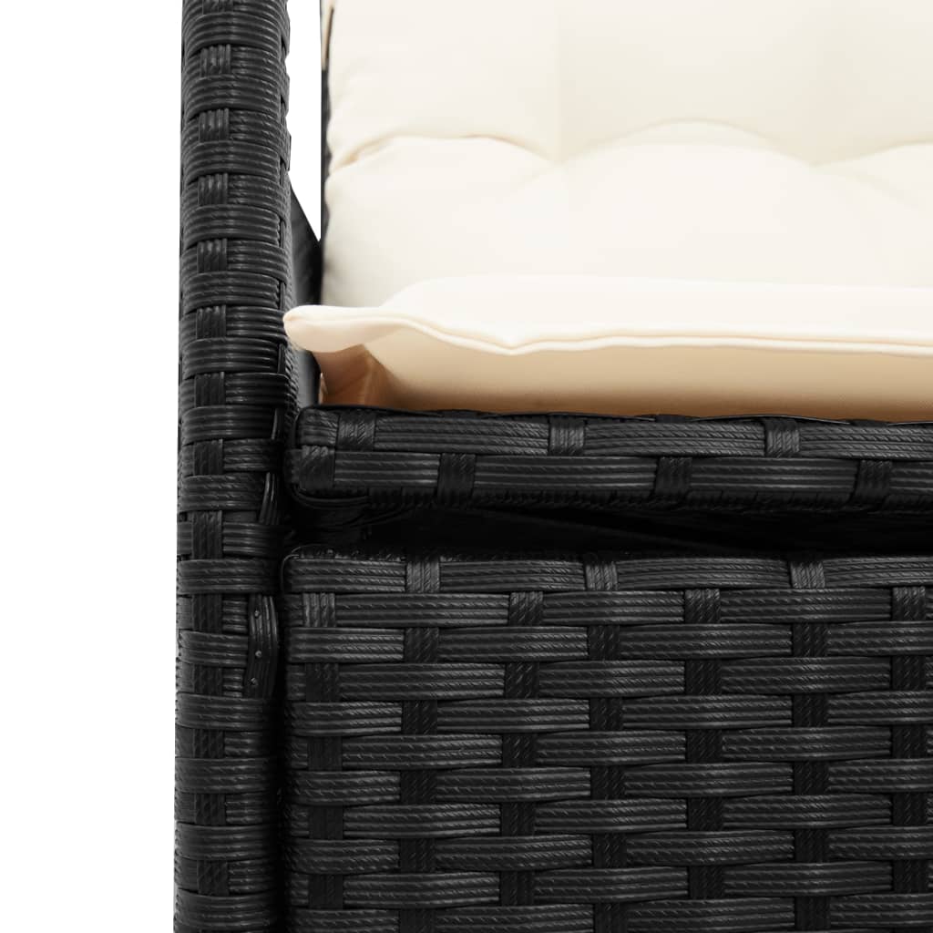 5-Tlg. Garten-Essgruppe Mit Kissen Schwarz Poly Rattan