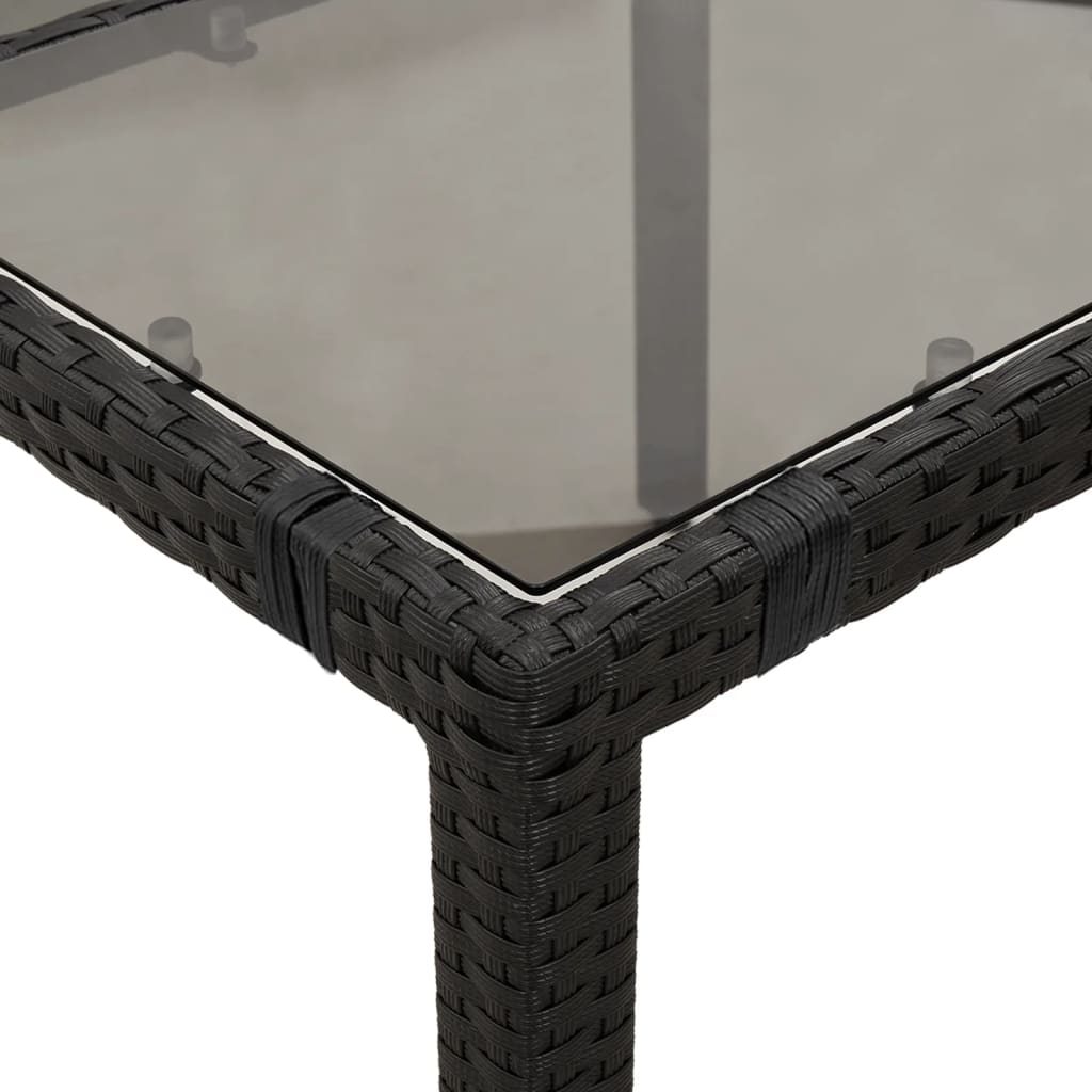 5-Tlg. Garten-Essgruppe Mit Kissen Schwarz Poly Rattan