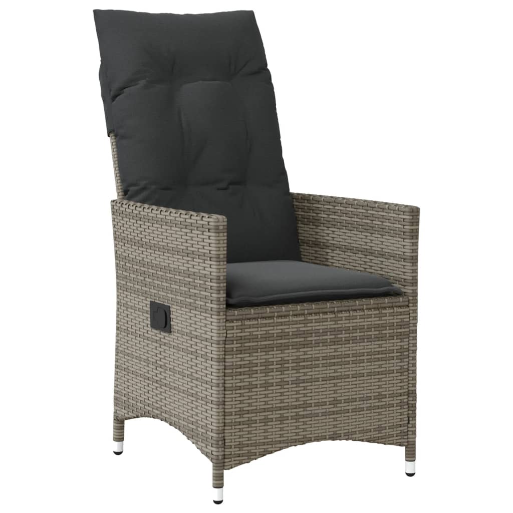 5-Tlg. Garten-Essgruppe Mit Kissen Grau Poly Rattan