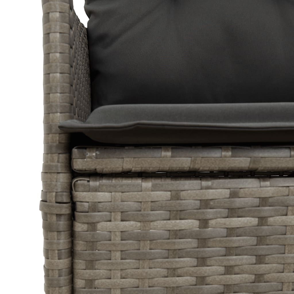 5-Tlg. Garten-Essgruppe Mit Kissen Grau Poly Rattan