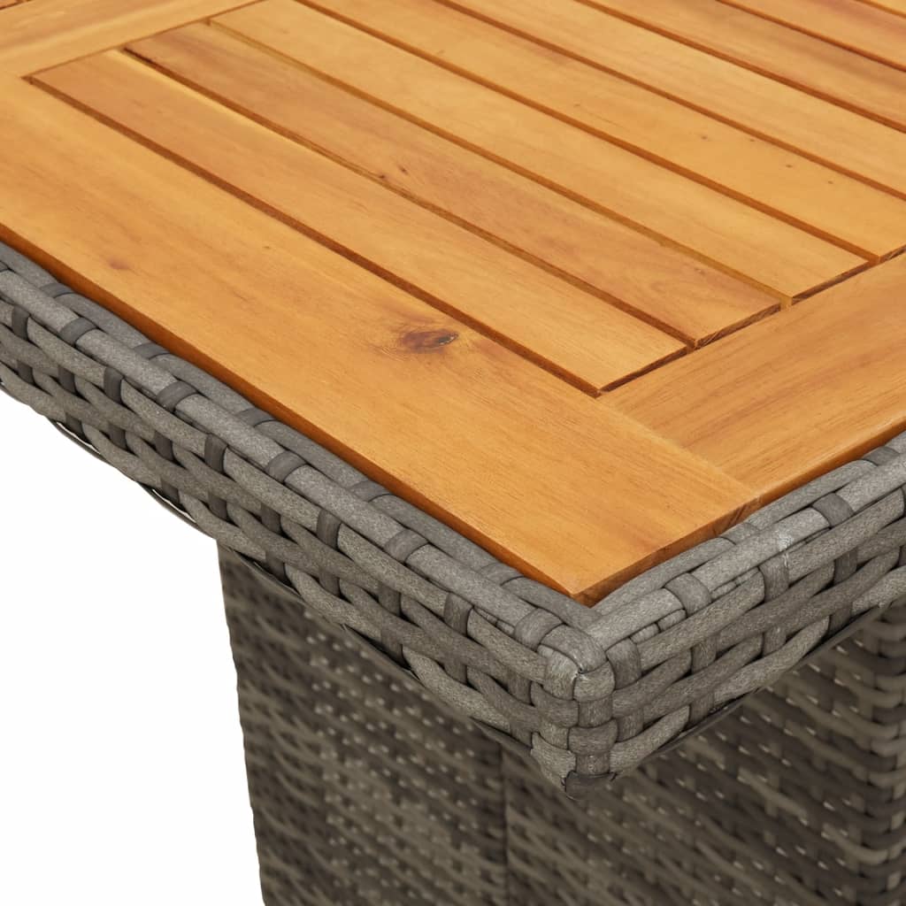 7-Tlg. Garten-Essgruppe Mit Kissen Grau Poly Rattan