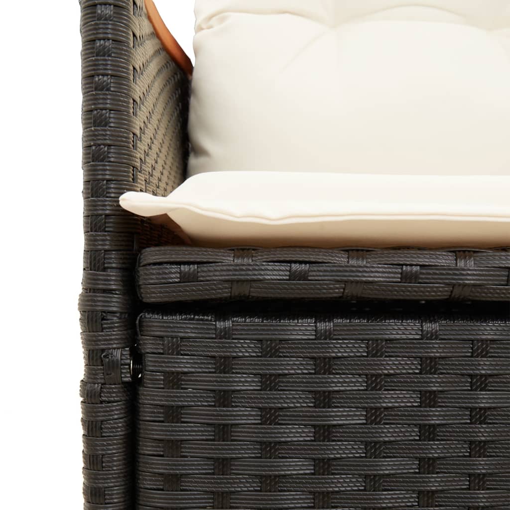 5-Tlg. Garten-Essgruppe Mit Kissen Schwarz Poly Rattan