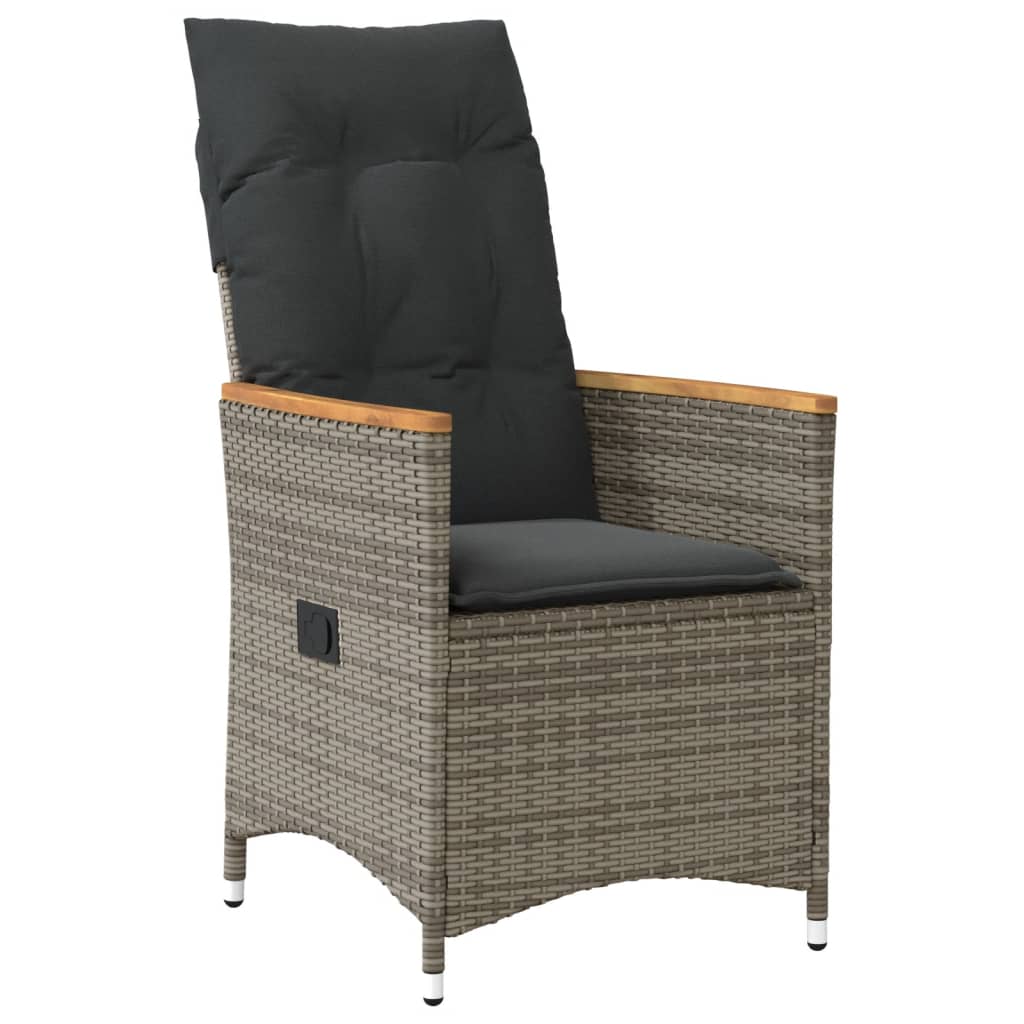 3-Tlg. Bistro-Set Mit Kissen Grau Poly Rattan