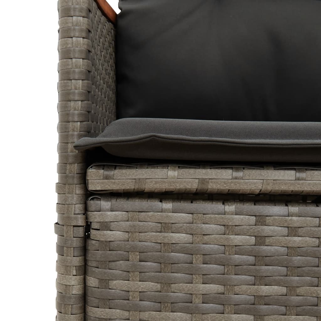 3-Tlg. Bistro-Set Mit Kissen Grau Poly Rattan