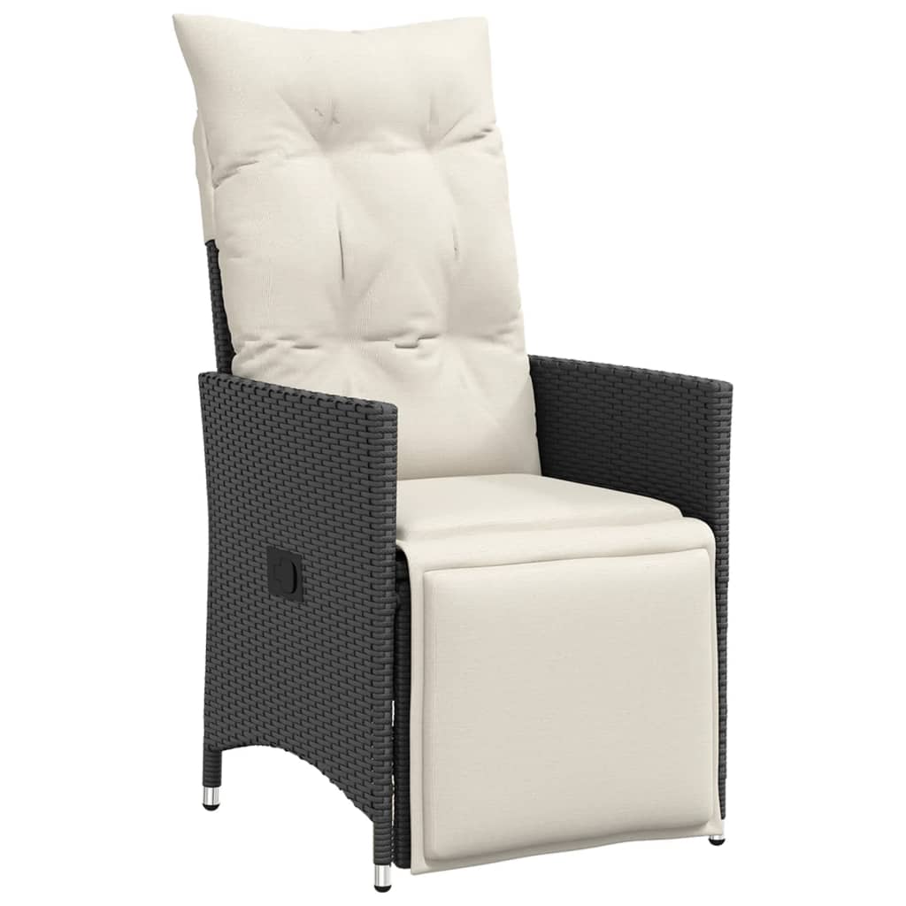 3-Tlg. Bistro-Set Mit Kissen Schwarz Poly Rattan