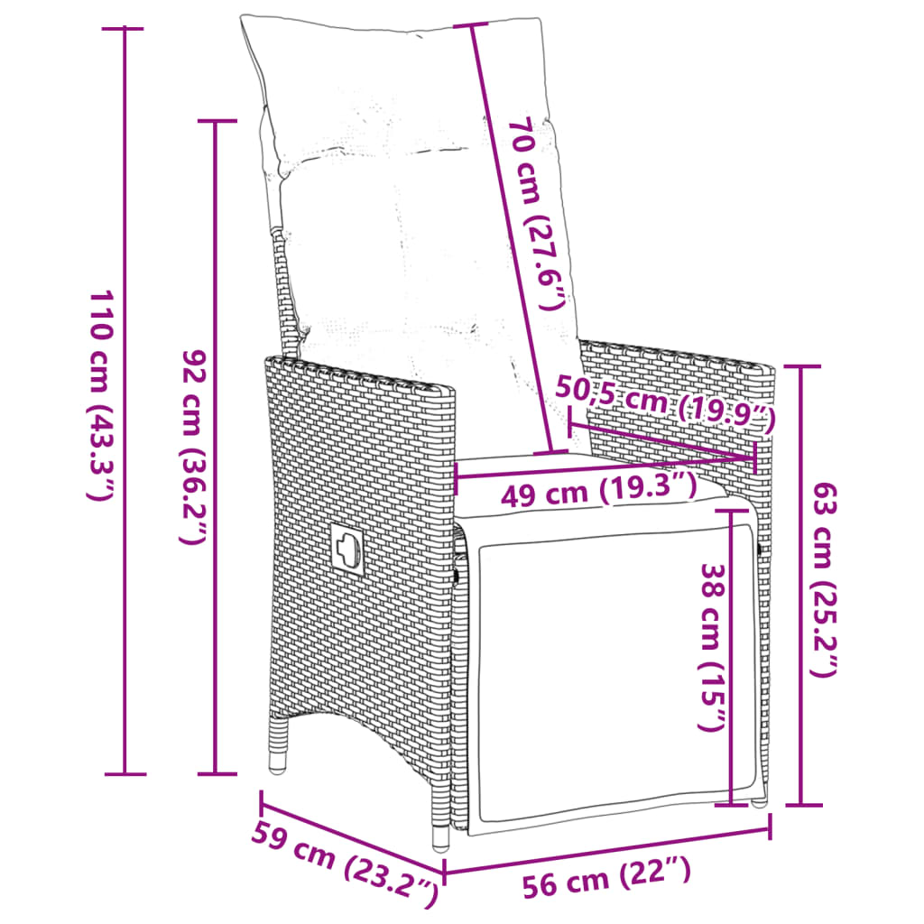 3-Tlg. Bistro-Set Mit Kissen Schwarz Poly Rattan
