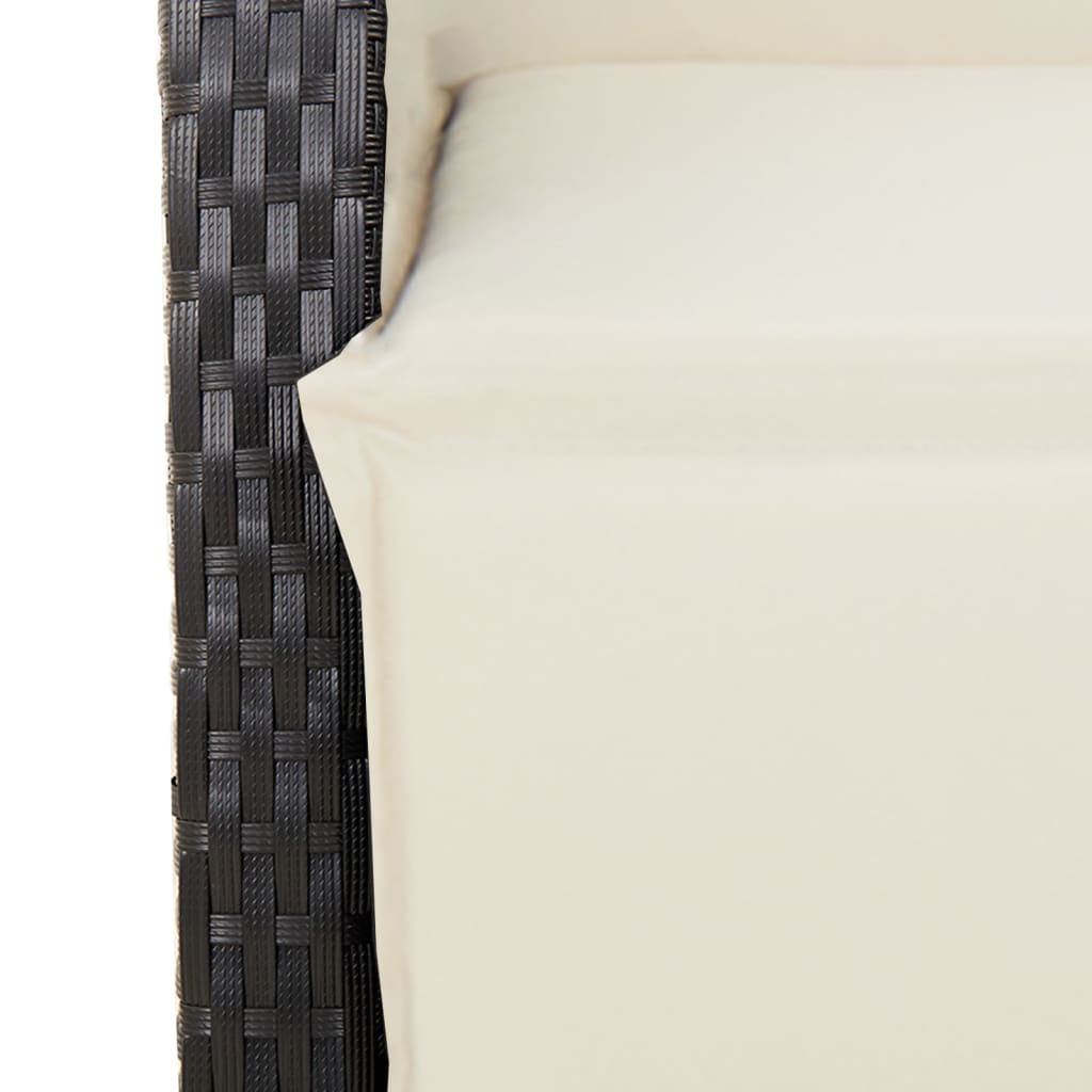 7-Tlg. Garten-Essgruppe Mit Kissen Schwarz Poly Rattan