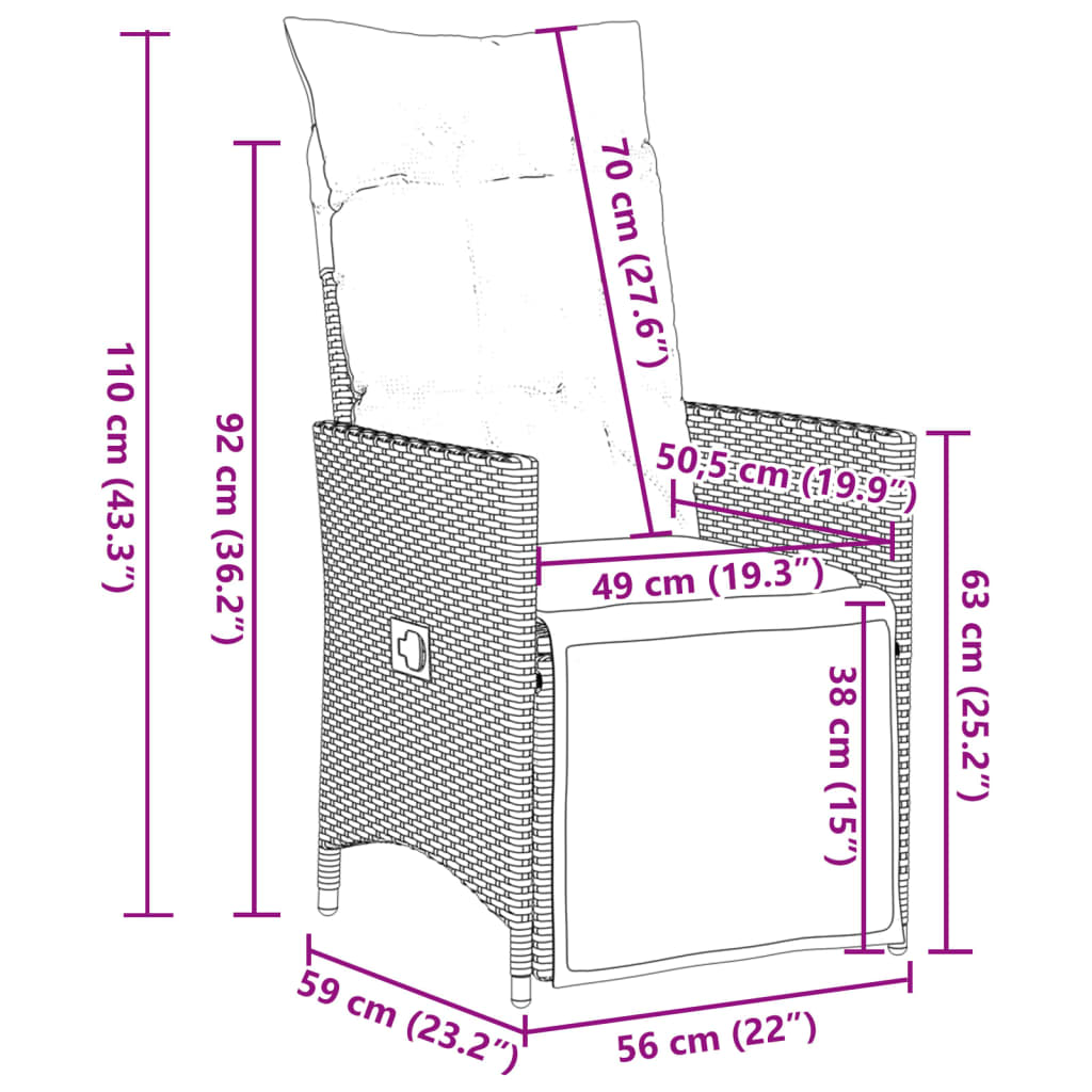 7-Tlg. Garten-Essgruppe Mit Kissen Schwarz Poly Rattan