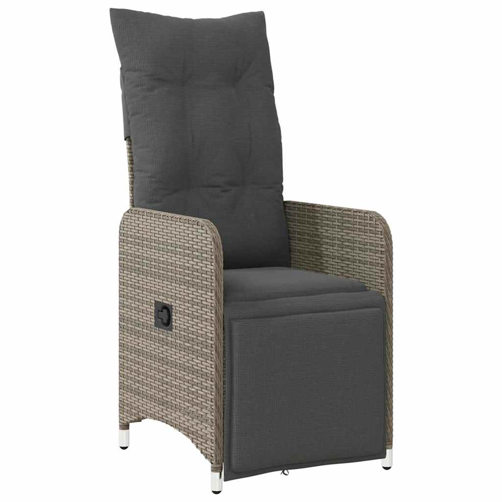 3-Tlg. Garten-Bistro-Set Mit Kissen Grau Poly Rattan