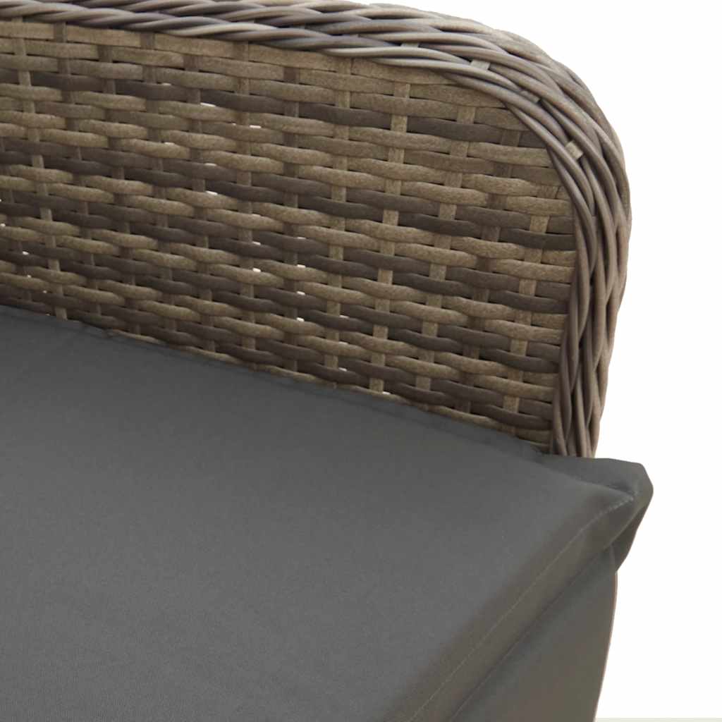 3-Tlg. Garten-Bistro-Set Mit Kissen Grau Poly Rattan