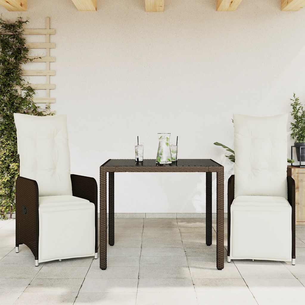 7-Tlg. Garten-Bistro-Set Mit Kissen Braun Poly Rattan
