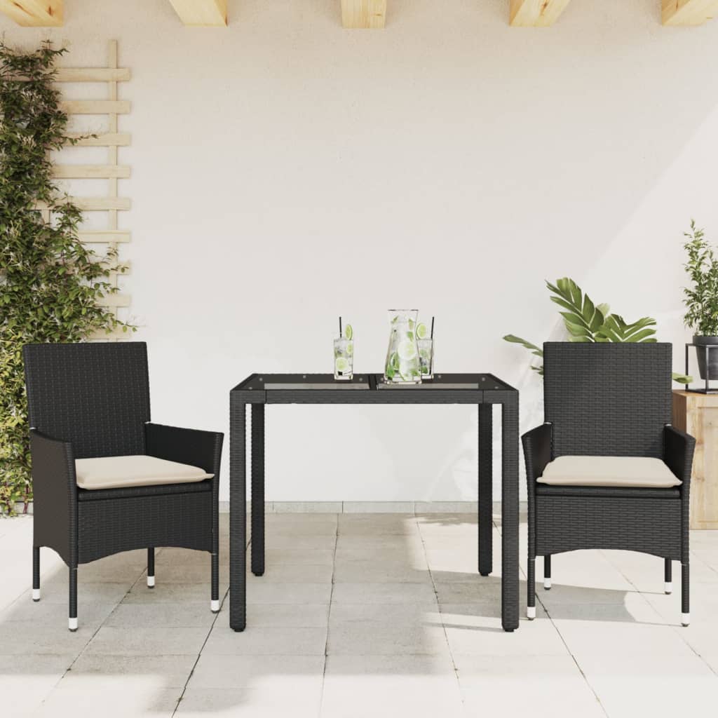 5-Tlg. Garten-Essgruppe Mit Kissen Poly Rattan Und Glas