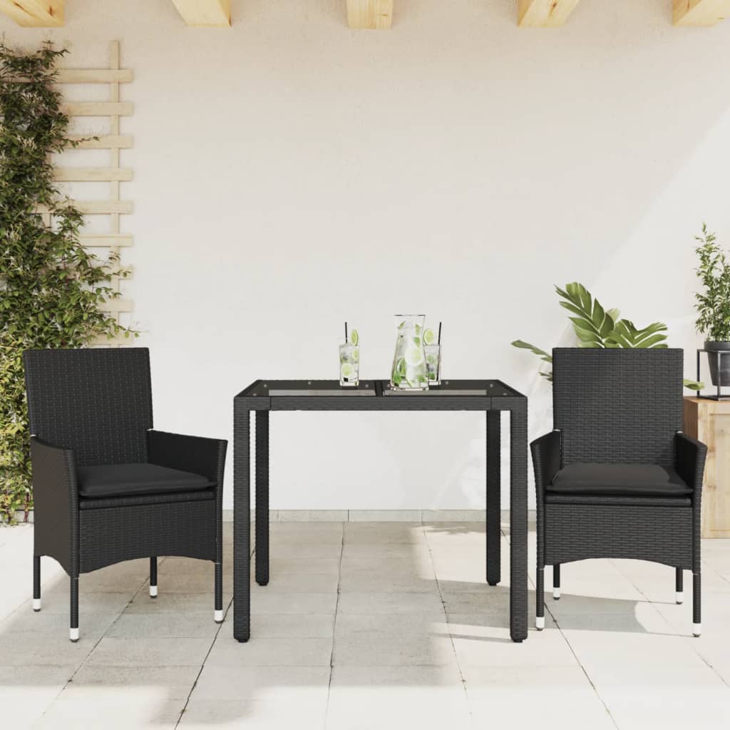 5-Tlg. Garten-Essgruppe Mit Kissen Poly Rattan Und Glas