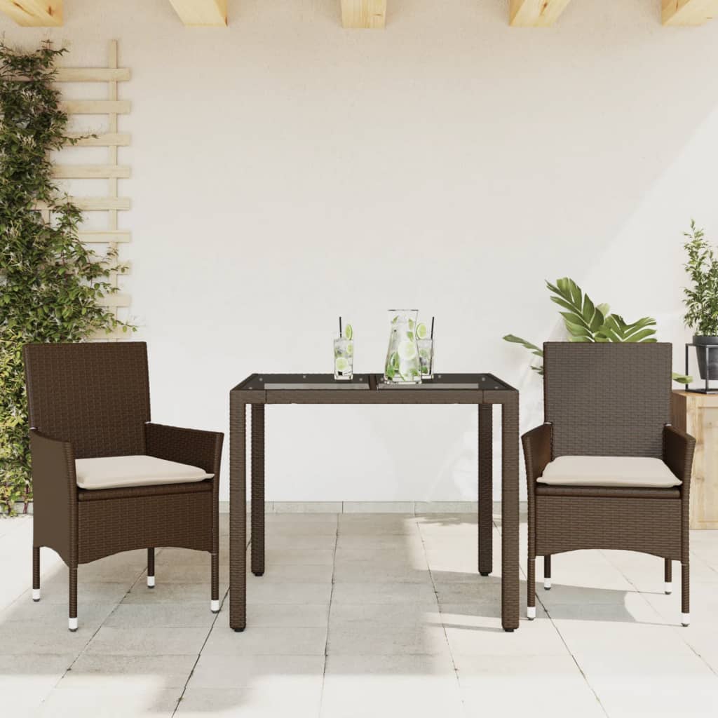 5-Tlg. Garten-Essgruppe Mit Kissen Poly Rattan Und Glas