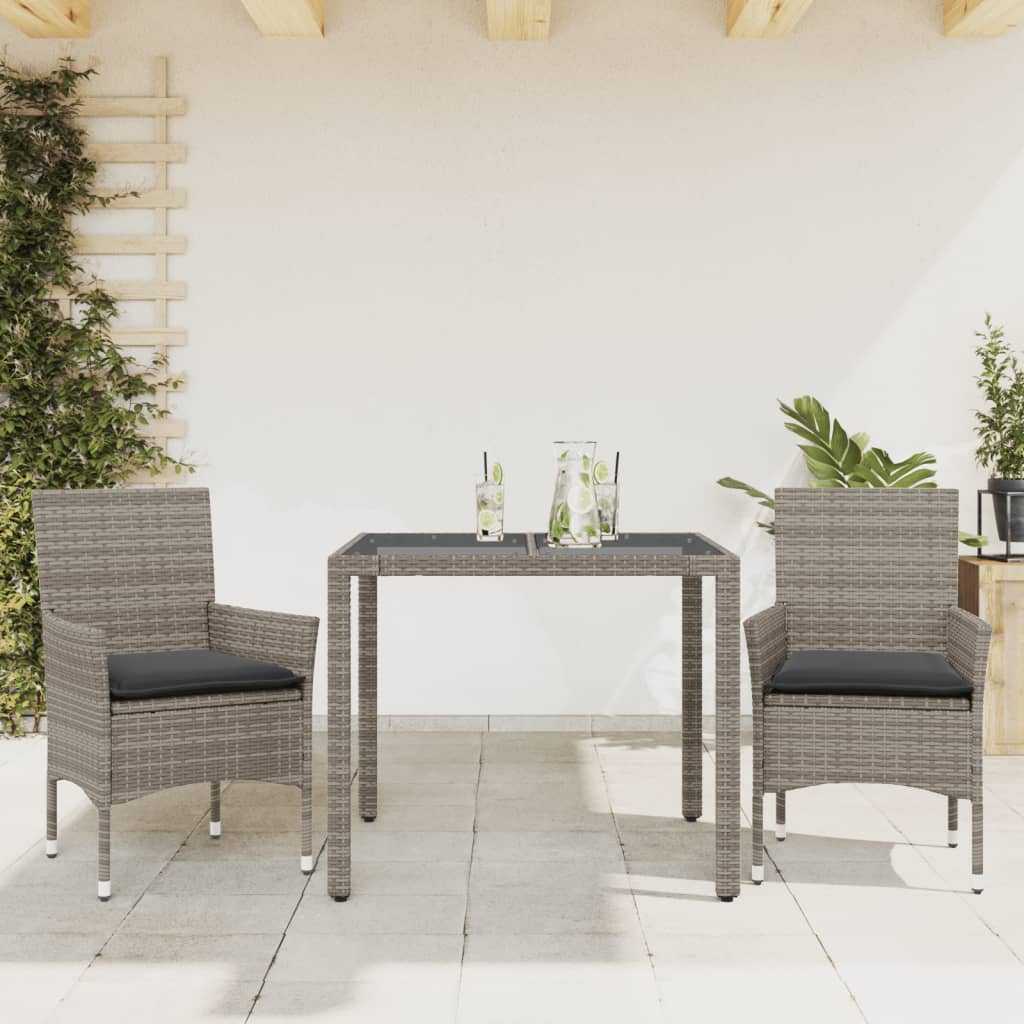 5-Tlg. Garten-Essgruppe Mit Kissen Poly Rattan Und Glas