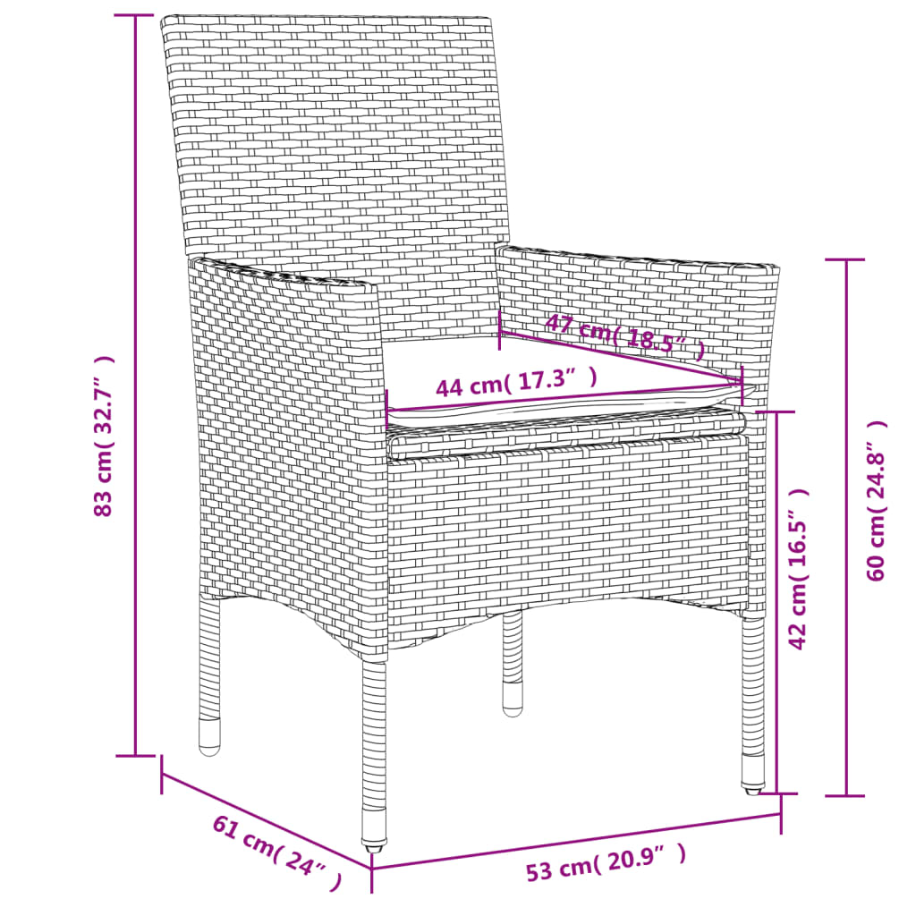 5-Tlg. Garten-Essgruppe Mit Kissen Poly Rattan Und Glas