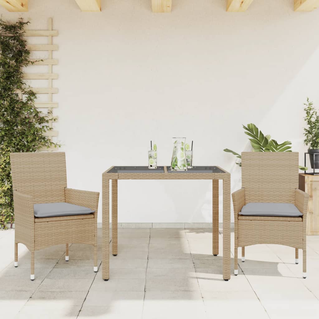 5-Tlg. Garten-Essgruppe Mit Kissen Poly Rattan Und Glas