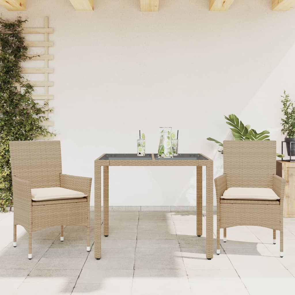 5-Tlg. Garten-Essgruppe Mit Kissen Poly Rattan Und Glas
